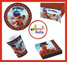KIT ADDOBBI FESTA COMPLEANNO LADY BUG MIRACULOUS X8X16X24X32X40 PERSONE PIATT