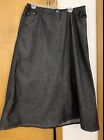 VTG Roaman’s Woman Black Denim Flare Skirt Pockets Elastic Waist Size 16W
