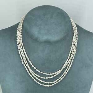 Freshwater nugget pearl seed necklace single strand String layer Cream Long