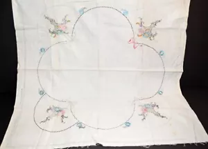 Busy Hour Needlework 75% Finished Hand Embroidered Linen Square Table Top Cover - Picture 1 of 8