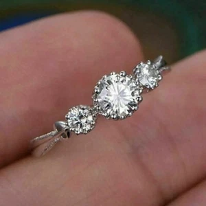 Elegantes anillos de boda de plata 925 para mujer circonita cúbica joyería talla 6-10 - Imagen 1 de 4