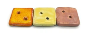 3Pc 30mm Pastel Large Sewing Buttons Mixed Lot Square Shape Coat Button Handmade - Picture 1 of 4