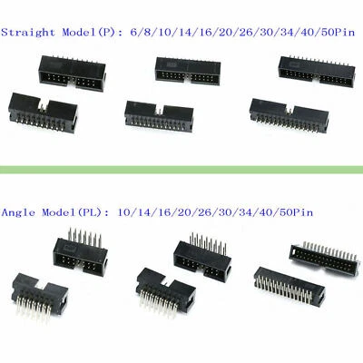 2.54mm IDC Straight & Angle Pin Boxed Headers Connector DC3 ISP JTAG Socket P&PL - Image 1 of 4