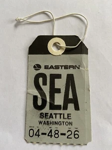 EASTERN AIRLINES SEA SEATTLE WASHINGTON 04-48-26 SEA ATL MIA Vintage Baggage Tag - Imagen 1 de 2