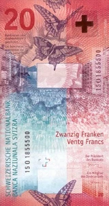 SWITZERLAND 20 FRANCS 2017 P-76 UNC - Picture 1 of 2