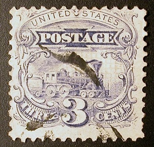 Estampilla postal de Estados Unidos #114-1869 locomotora 3c, ultramarina - Imagen 1 de 2