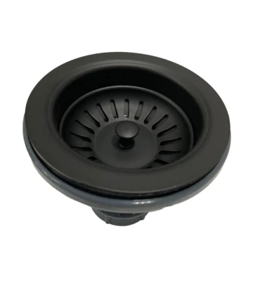 Colador de fregadero de cocina Vigo con cesta extraíble de latón, negro mate VGSTRAINERMB Foto 1 de 2