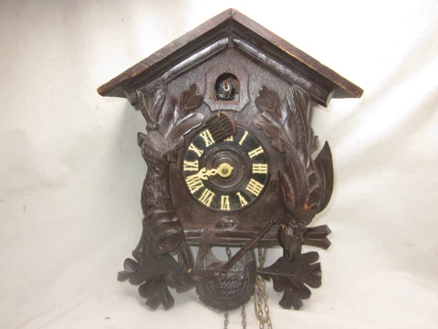 parts / repair vintage Schatz 8 Day German cuckoo clock rabbit pheasant wood Cover