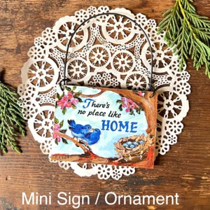 There's No Place Like Home * Mini Schild Geschenk * USA Neu Pkg * DecoGreet * Vögel - Bild 1 von 5