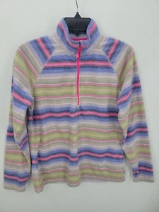 Eddie Bauer Fleecepullover Damen kleine bunte Streifen Viertelreißverschluss Outdoor - Bild 1 von 8