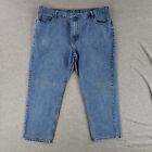 Member's Mark 44x28 Blue Jeans Shortened 100% Cotton Faded Stone Wash Work