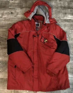 Giacca cappotto 58 sport Louisville Cardinals L/G isolato con cappuccio e zip intera - Foto 1 di 5