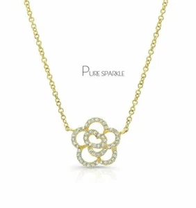Collar Colgante Floral Diamante Creado en Laboratorio Oro 14K 0.27 Ct. Cumpleaños - Imagen 1 de 1