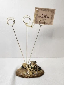 Sea Turtle w Rhinestones Photo Clip Holder by Rue Moliere Enamel Coated Brass NE - Picture 1 of 10