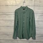Ralph lauren green striped knit oxford button down long sleeve shirt large