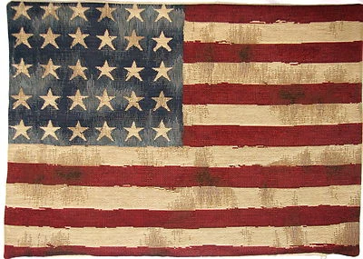 BELGIAN TAPESTRY VINTAGE FLAGS 45CM X 35CM CUSHION COVER, USA STARS STRIPES 4801 - Image 1 of 4