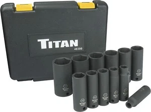 Titan 48300 12-Piece 3/8" Drive SAE Deep Impact Socket Set - Picture 1 of 4