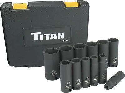 Titan 48300 12-Piece 3/8" Drive SAE Deep Impact Socket Set - Image 1 of 4