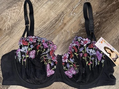 Joyspun ~ Sujetador de malla con aros sin forro Balconette encaje bordado para mujer ~ 38DD Foto 1 de 4