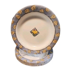 Corelle Corning Watercolors 6 Rimmed Soup / Pasta Bowls Replacements Vintage - Picture 1 of 13