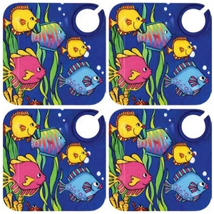Juego de 4 platos náuticos costeros de arrecife de coral pescado vino fiesta 8 pulgadas - Imagen 1 de 2