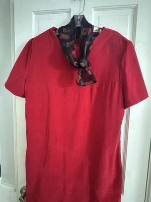 Vestido De Colección Sag Harbor Rojo con Bufanda Talla XL 18 Mod Vacaciones Retro Gamuza Sensación Foto 1 de 4