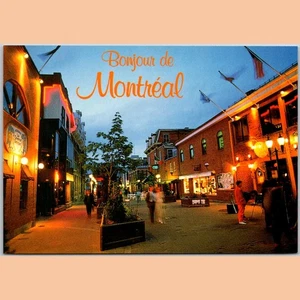 Postcard Bonjour de Montreal Rue Prince Arthur Street Night View - Picture 1 of 4