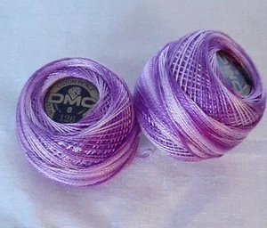 2 DMC Perle Cotton Thread Balls 10g Size 8 100% Cotton VARIEGATED VIOLET - Picture 1 of 1