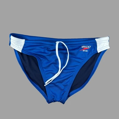Speedo Men blue retro colorblock swim brief Swimwear size 28 34 36 38 - Image 1 of 4