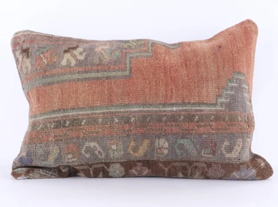 Hand Woven Kilim Rug Pillow Case 16x24 Vintage Handmade Jute Throw Cushion Cover - Image 1 of 4