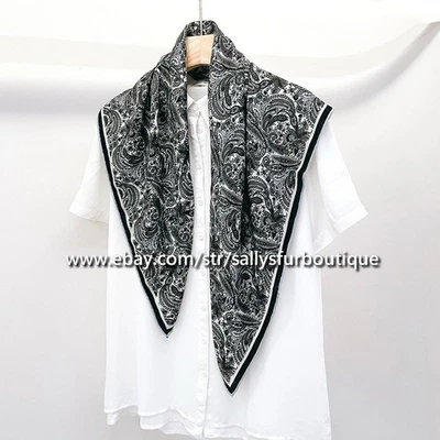 Sallys 70% Cachemira y 30% Seda Bufanda Estampado Paisley Doble Cara Estola Mantón 35" Foto 1 de 4