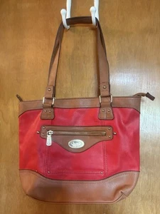 B.O.C Red And Brown Shoulder Hand Bag Purse - Picture 1 of 10