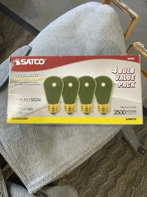 Satco Decorative Display/Sign  11W S14 130V Green 4 Bulb Value Pack - Image 1 of 3