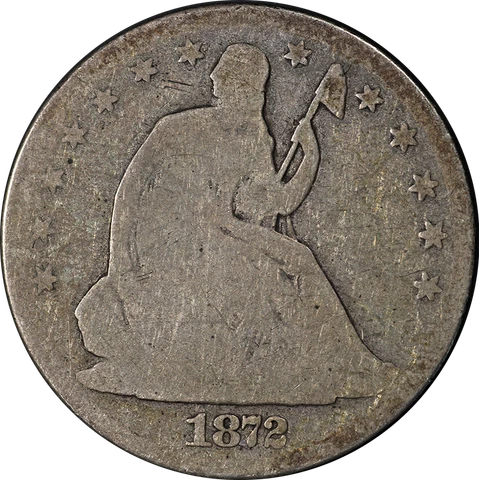 1872-CC Seated Half Dollar Choice G+ Key Date Great Eye Appeal Nice Strike Cover