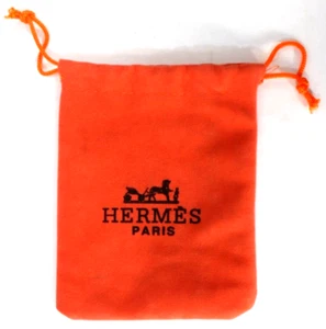 HERMES Paris 5x4" Soft Orange Cloth Dust Bag Pouch with Draw Strings C4 - Picture 1 of 9