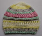 Hand knitted Baby Hat  Yellow Pink and Green Mix  Newborn