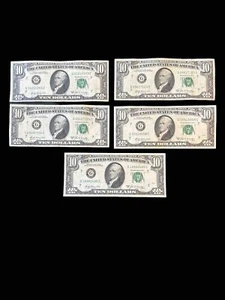 5 Circulate Ten Dollar ($10) Bills - 1969A Series - Picture 1 of 2