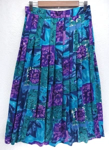 Vintage Fundamental Things Skirt Size 14 Rayon Made in USA Bold Floral Patchwork - Picture 1 of 6