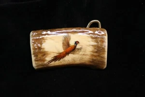 antler belt buckle with partridge  - Picture 1 of 4