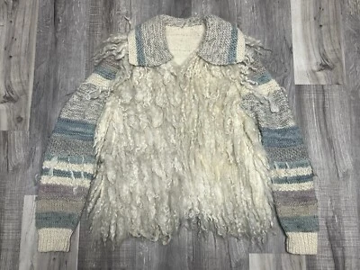 Rare Vintage Manos Del Uruguay? Sweater Handmade Fringe Lamb’s Wool? No Tag READ - Image 1 of 4