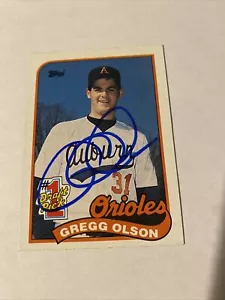 GREGG OLSON 1989 Topps Signed Baseball Card RC BALTIMORE ORIOLES #161 - Picture 1 of 2
