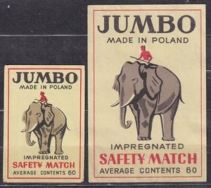 POLAND 1953 Matchbox Label Export - Cat.E#040a. A+B, JUMBO Made in Poland AC 60 - Imagen 1 de 1