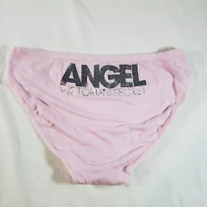 Victoria's Secret Picot Band Bikini Large Pink Angel Sparkle Cotton Blend - Picture 1 of 4