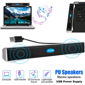Wired Computer Speakers Soundbar 2.0 Stereo Bass Sound USB for Desktop PC Laptop - Picture 1 of 8