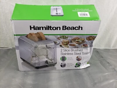 New Hamilton Beach 2 Slice Brushed Stainless Steel Toaster w/ Cancel Button DENT - Image 1 of 4