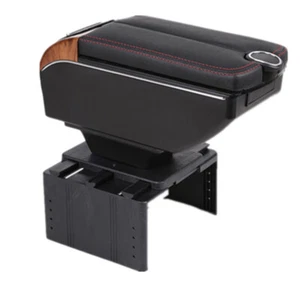 US 7 -USB Charging Car PU Dual Opening Armrest Box Central Console Cup Holder - Bild 1 von 8
