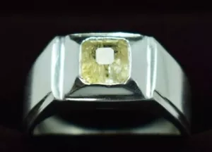 Yellow Sapphire Pukhraj Ring Sterling Silver Ceylon Sapphire Mens Jewelry Rings - Picture 1 of 8