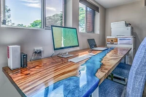 Blue River Epoxy Counter Desk Table, Office & Bar Counter Desk Table Decor - Picture 1 of 6