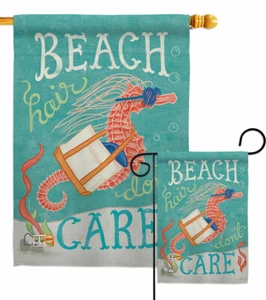 Seahorse Beach Hair Garden Flag Coastal Decorative Small Gift Yard House Banner - Picture 1 of 17