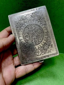 Rare Persian SOLID SILVER Etched CIGARETTE CASE Middle East Box 135 Grams R2 - Picture 1 of 21